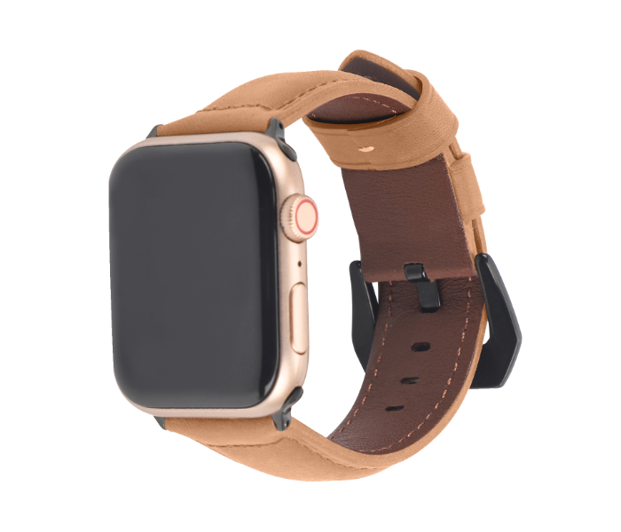 Promate Stitch-42ML 42mm Leather Watch Strap for Apple Watch Series - Light Brown - Zoom Image 2