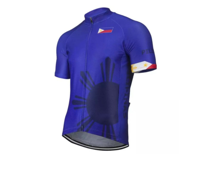 Full Zip Coolmax Polyester Cycling Jersey Philippine Flag Design Extra Large For Men - Blue - Zoom Image 1