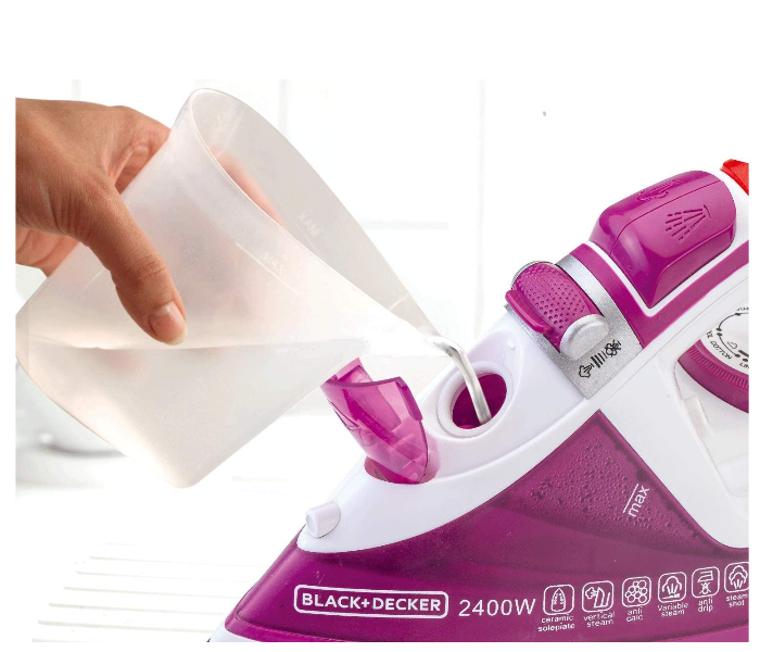 Black and Decker X2450-B5 2400W Steam Iron with Ceramic Soleplate - White and Purple - Zoom Image 2