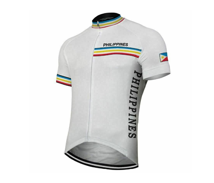 Cycling Medium Jersey Full Zip Coolmax Polyester Philippines Retro Design - White - Zoom Image 1