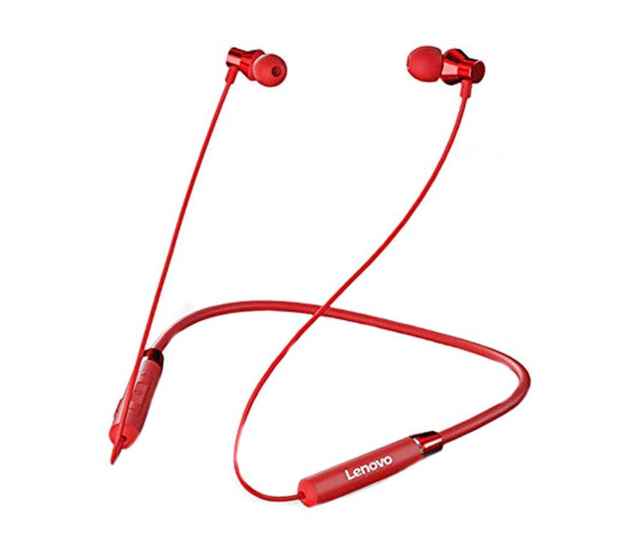 Lenovo HE05 Original Wireless Bluetooth 5.0 Stereo Magnetic Neckband In-Ear Headphone with Noise Cancellation - Red - Zoom Image 1