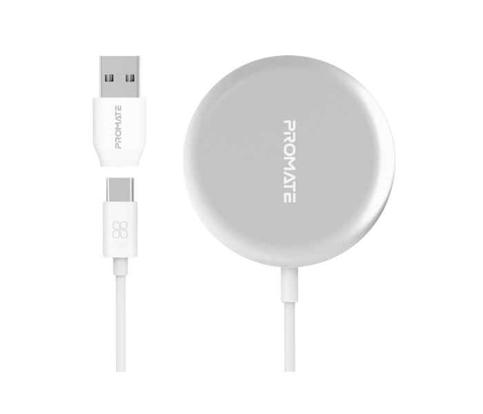 Promate AuraMag 15 Watts Wireless Charger - Silver - Zoom Image 1