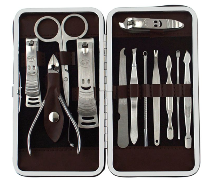 FN-Miss Beauty Set Of 12 Piece Manicure Pedicure Nail Clipper Set With Luxury Suitcase - Stainless Steel - Zoom Image 3