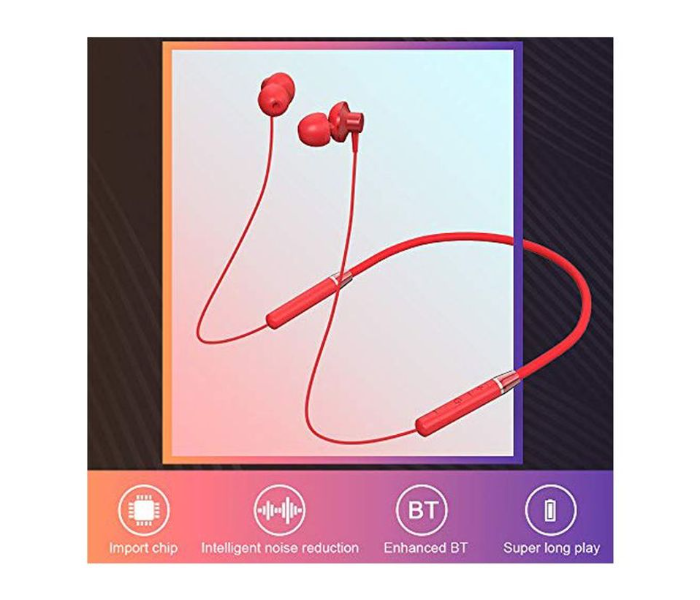 Lenovo HE05 Original Wireless Bluetooth 5.0 Stereo Magnetic Neckband In-Ear Headphone with Noise Cancellation - Red - Zoom Image 3