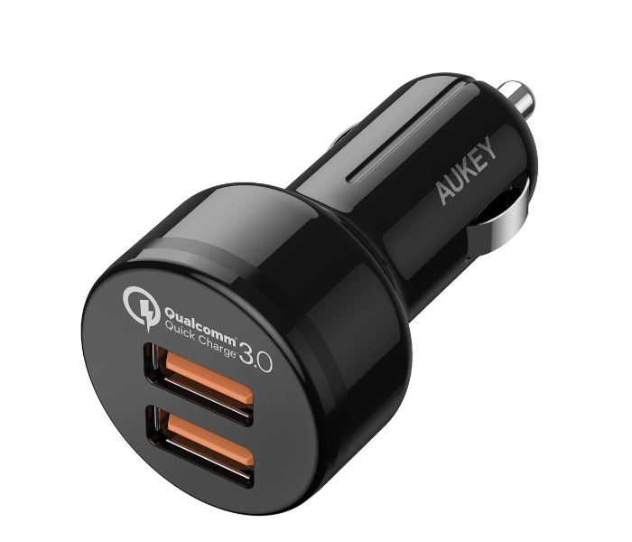 Aukey USB-C Dual Port 36W Quick Charge 3.0 Car Charger - Black - Zoom Image 1