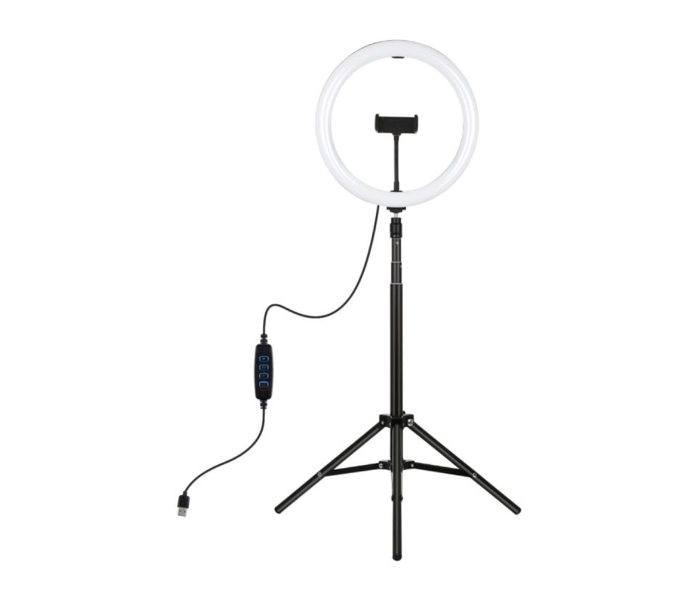 12 Inch Dimmable LED Photography Ring Light With Tripod Light Stand - Black - Zoom Image 1