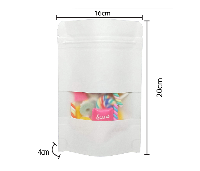 Rosymoment SBW-3063 12 Pieces Zip Lock Reusable Kraft Stand Up Food Pouches - White - Zoom Image 2