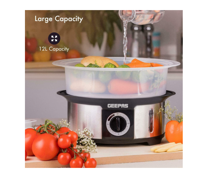 Geepas GFS63025UK 12 Litre Food Steamer - Black and Silver - Zoom Image 4