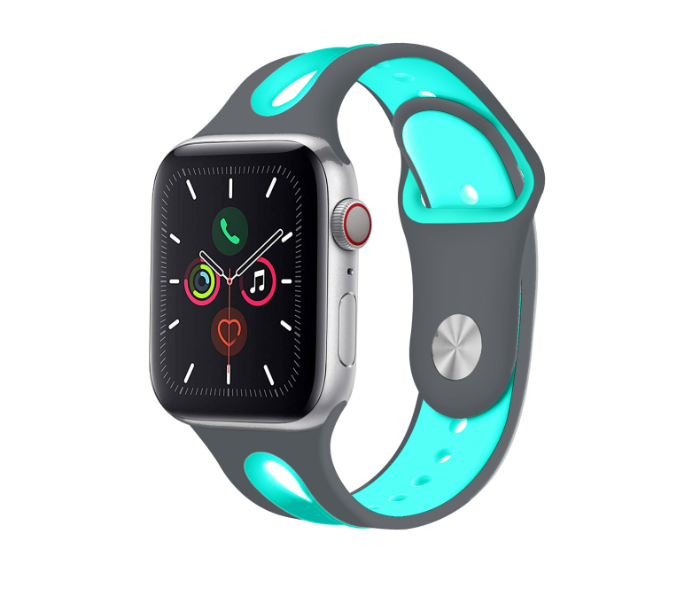 Promate HIPSTER-42ML 42mm Silicone Watch Strap for Apple Watch Series - Grey and Turquoise - Zoom Image 2