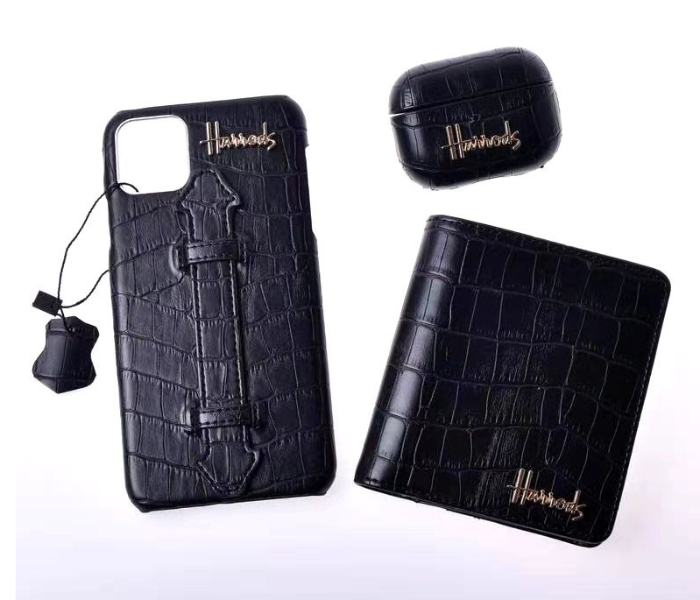 Harrods H4001 3 in 1 Leather Case Set For iPhone 11 - Black - Zoom Image