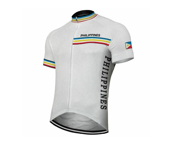 Cycling Small Jersey Full Zip Coolmax Polyester Philippines Retro Design - White - Zoom Image 1