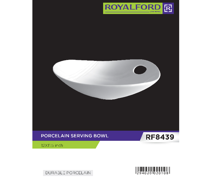 Royalford RF8439 11.5-inch Porcelain Serving Bowl - White - Zoom Image 4