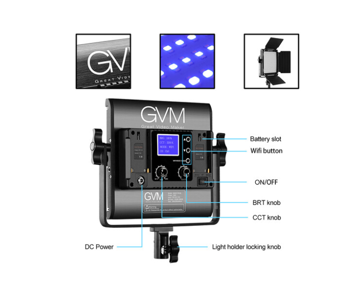 GVM 800D-RGB LED Studio 3-Video Light Kit - Zoom Image 3