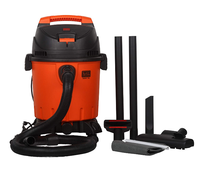 Black and Decker WDBD20-B5 1400W 20 Litre Wet and Dry Tank Drum Vacuum Cleaner - Orange and Black - Zoom Image 2