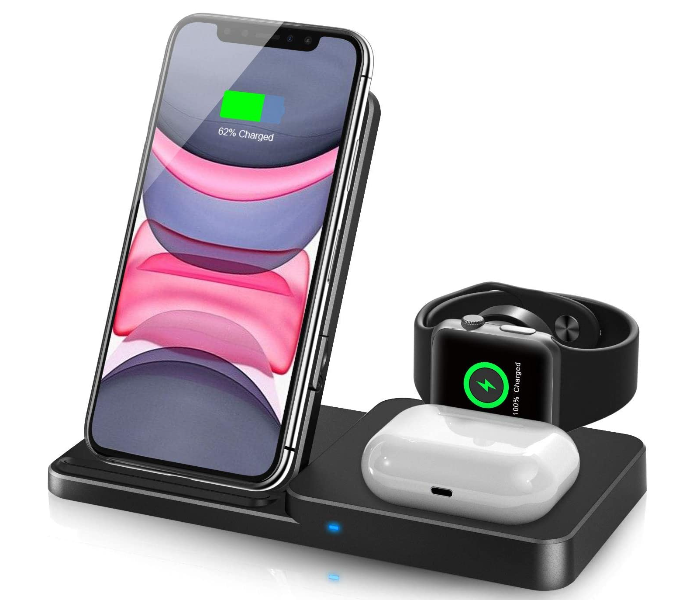 Ismart CW305 Multifunction Wireless Charging Dock Qi-Certified Fast Wireless Charging Station- Black - Zoom Image 1