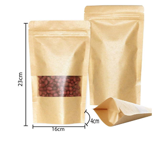 Rosymoment SBB-3084 12 Pieces Zip Lock Reusable Kraft Stand Up Food Pouches - Brown - Zoom Image 2