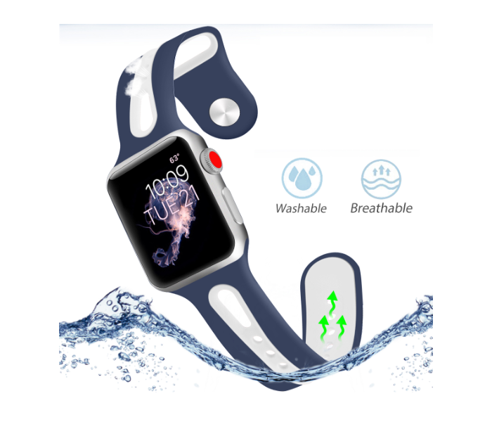 Promate HIPSTER-38ML 38mm Silicone Watch Strap for Apple Watch Series - Blue and White - Zoom Image 3