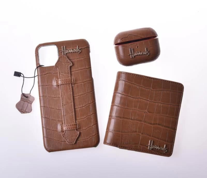 Harrods H6006 3 in 1 Leather Case Set For iPhone 11 Pro Max - Brown - Zoom Image