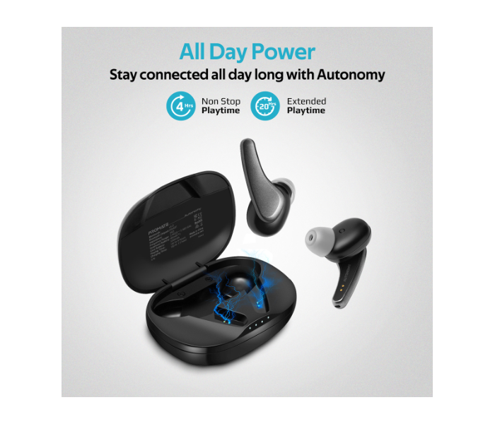 Promate Autonomy True Wireless Earbuds with Wireless Charging Case - Black - Zoom Image 5