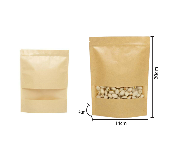 Rosymoment SBB-3083 12 Pieces Zip Lock Reusable Kraft Stand Up Food Pouches - Brown - Zoom Image 2