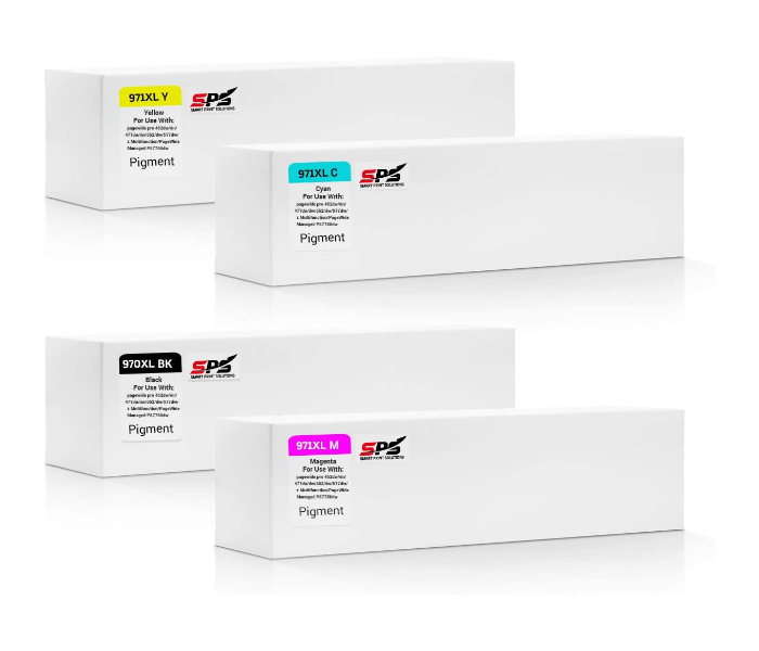 SPS Ink Cartridge 970 xl 971 xl 970xl 971xl Set of 4 pack for HP Officejet Pro X - Black,Cyan,Yellow and Magenta - Zoom Image