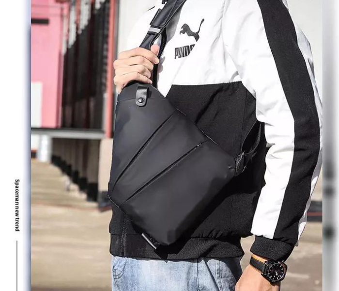 Casual Micro Fiber Leather Chest Bag For Men- Black - Zoom Image 6