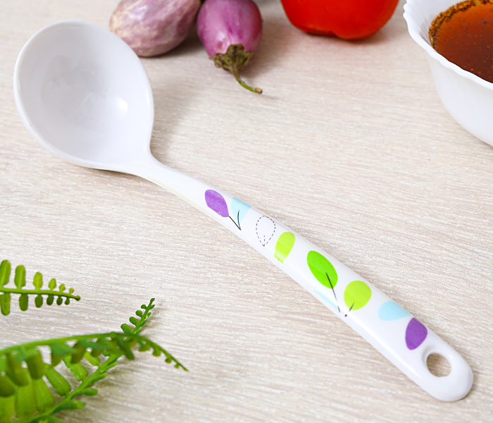 Royalford RF7393 Leaf Design Melamine Ware Soup Spoon - White - Zoom Image 2