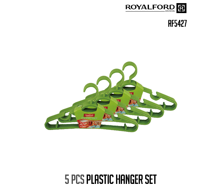 Royalford RF5427 5 Pieces Plastic Cloth Hanger - Green - Zoom Image 1