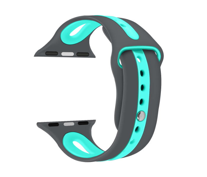 Promate HIPSTER-42SM 42mm Silicone Watch Strap for Apple Watch Series - Grey and Turquoise - Zoom Image 1