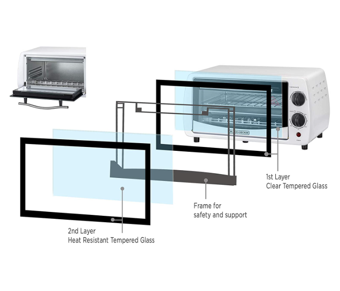 Black and Decker TRO9DG-B5 9 Litre Toaster Oven with Double Glass - White - Zoom Image 3