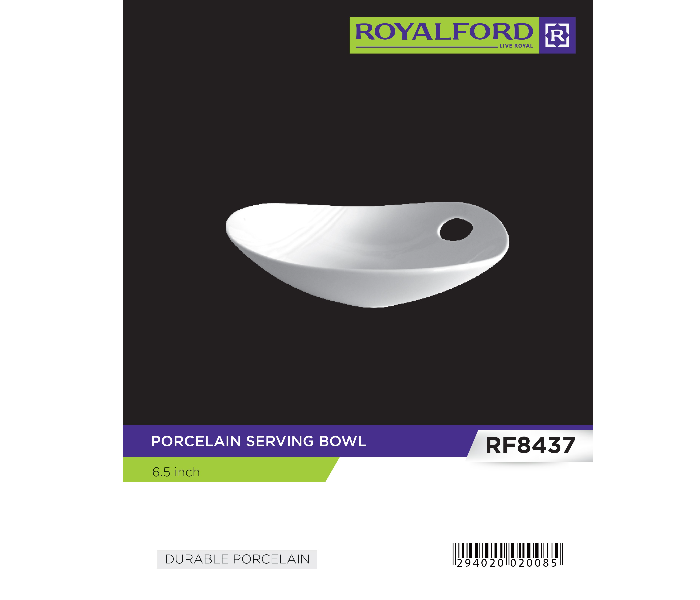 Royalford RF8437 6.5-inch Porcelain Serving Bowl - White - Zoom Image 3