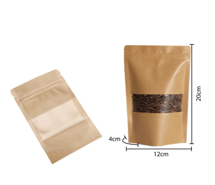 Rosymoment SBB-3082 12 Pieces Zip Lock Reusable Kraft Stand Up Food Pouches - Brown - Zoom Image 3