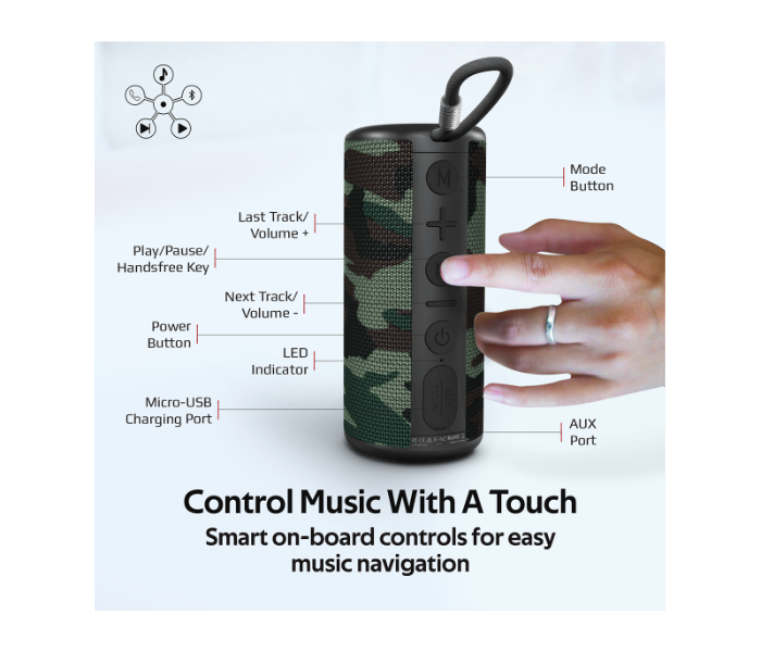 Promate Pylon 10W Portable Wireless Speaker - Camouflage - Zoom Image 6