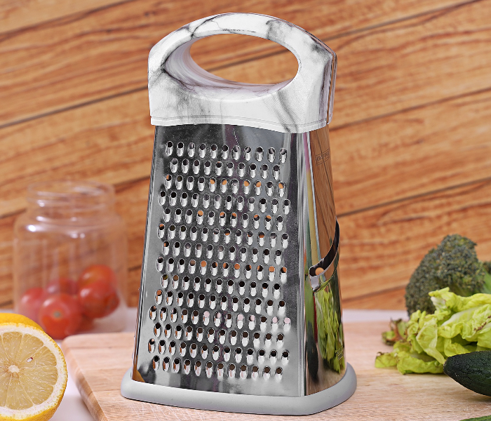 Royalford RF9549 8cm Stainless Steel Marble Designed 4 Side Grater - White & Grey - Zoom Image 1