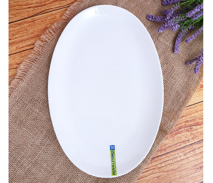 Royalford RF7988 12-inch Porcelain Ware Magnesia Oval Plate - White - Zoom Image 1