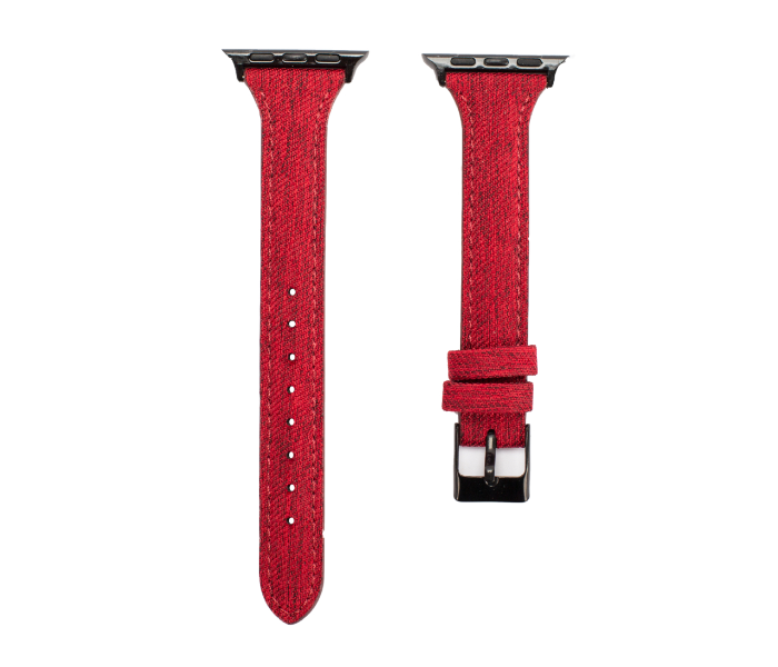 Promate TARTAN-38SM 38mm Canvas Watch Strap for Apple Watch Series - Maroon - Zoom Image 1