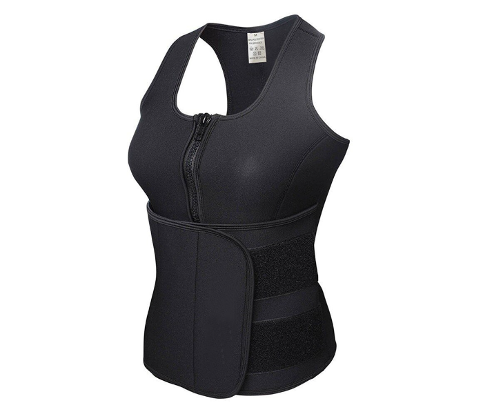 Taqdeer Sauna Slimming Vest with Adjustable Waist Trimmer Belt for Women- Black - Zoom Image 2