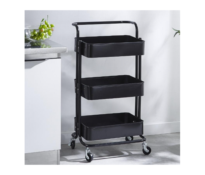 Baby Supplies Storage Rack with Rolling Wheel - Black - Zoom Image