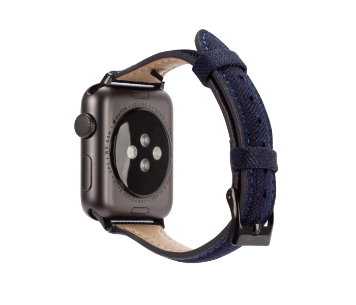 Promate TARTAN-38SM 38mm Canvas Watch Strap for Apple Watch Series - Dark Blue - Zoom Image 3