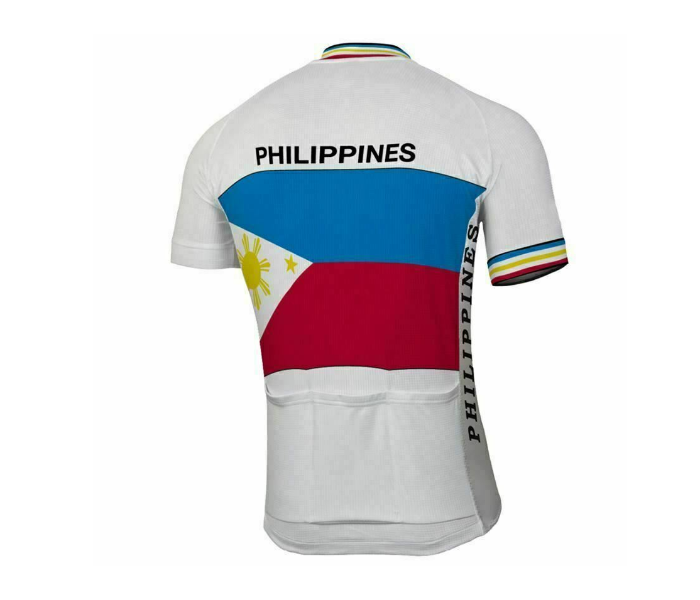 Cycling Medium Jersey Full Zip Coolmax Polyester Philippines Retro Design - White - Zoom Image 2