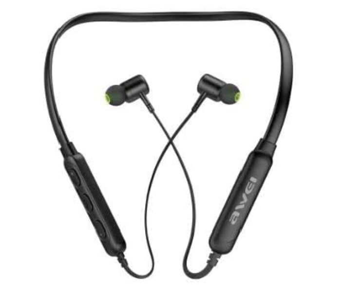 Awei G20BL Neckband Wireless Earphones - Black and Green - Zoom Image 4