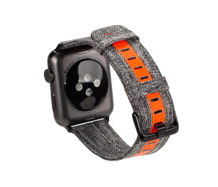 Promate GLOW-42SM 42mm Canvas Watch Band for Apple Watch - Grey and Orange - Zoom Image 2