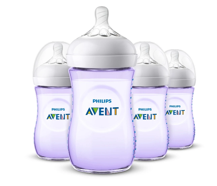 Philips Avent Pack of 4 Natural Baby Bottle - Purple - Zoom Image