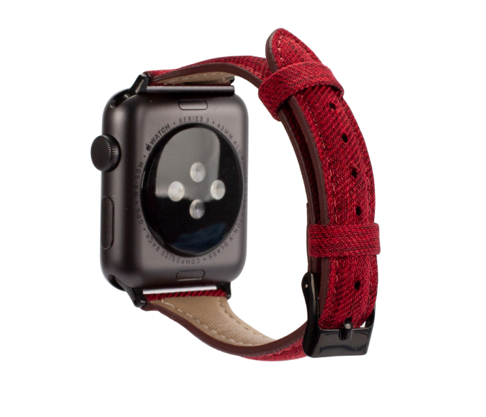 Promate TARTAN-38ML 38mm Canvas Watch Strap for Apple Watch Series - Maroon - Zoom Image 3