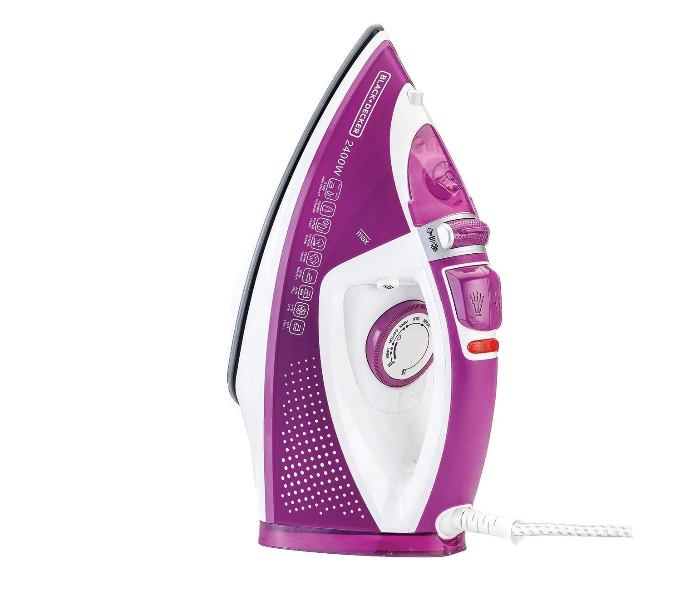 Black and Decker X2450-B5 2400W Steam Iron with Ceramic Soleplate - White and Purple - Zoom Image 1