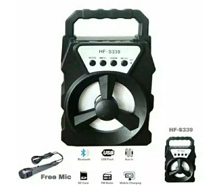 HF-S339 Bluetooth Karaoke Speaker With Mic- Black - Zoom Image 1