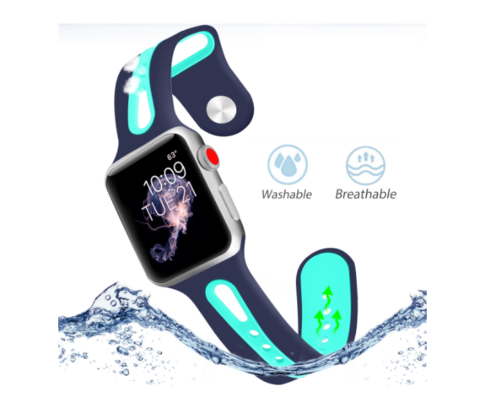 Promate HIPSTER-38ML 38mm Silicone Watch Strap for Apple Watch Series - Blue and Turquoise - Zoom Image 3