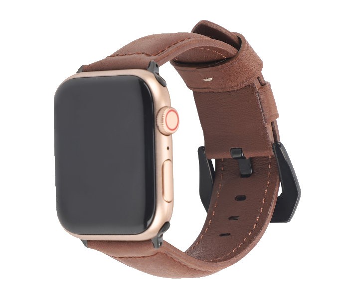 Promate Stitch-42ML 42mm Leather Watch Strap for Apple Watch Series - Brown - Zoom Image 2