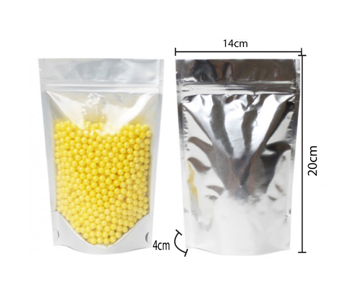 Rosymoment SBS-3093 12 Pieces Zip Lock Reusable Kraft Stand Up Food Pouches - Silver - Zoom Image 2