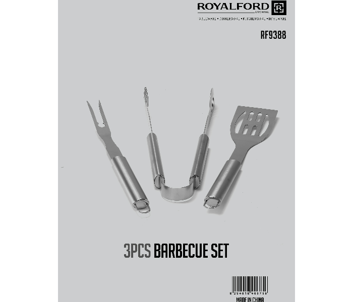 Royalford RF9388 3 Pieces Barbecue Set - Silver - Zoom Image 3